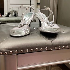 Silver strapped heels